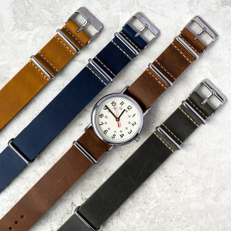 Benchmark Basics Leather Watch Band - Crazy Horse Oiled Leather One-Piece Watch Straps for Men & Women - Choice of Color & Width - 18mm, 20mm, 22mm or 24mm (18mm, Oxblood PVD) - Image 4